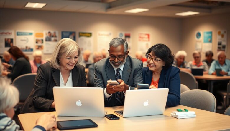 seniors learning technology together
