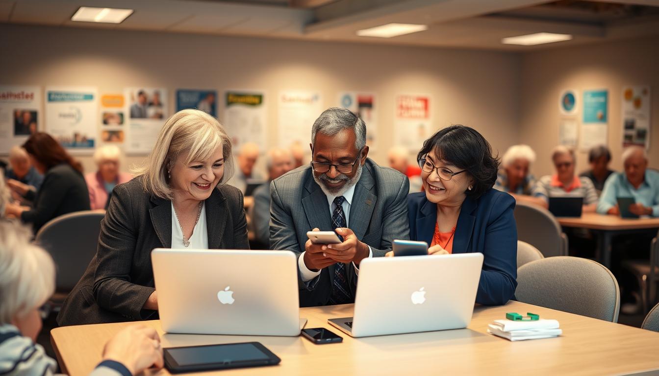 seniors learning technology together